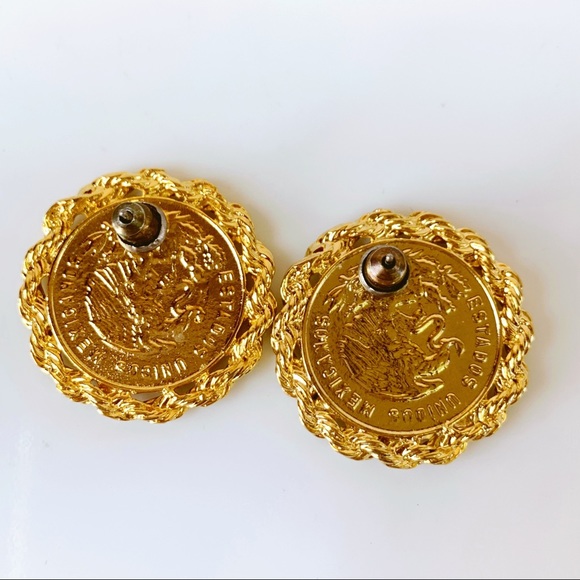 Gold Tone Coin Earrings - Picture 4 of 5